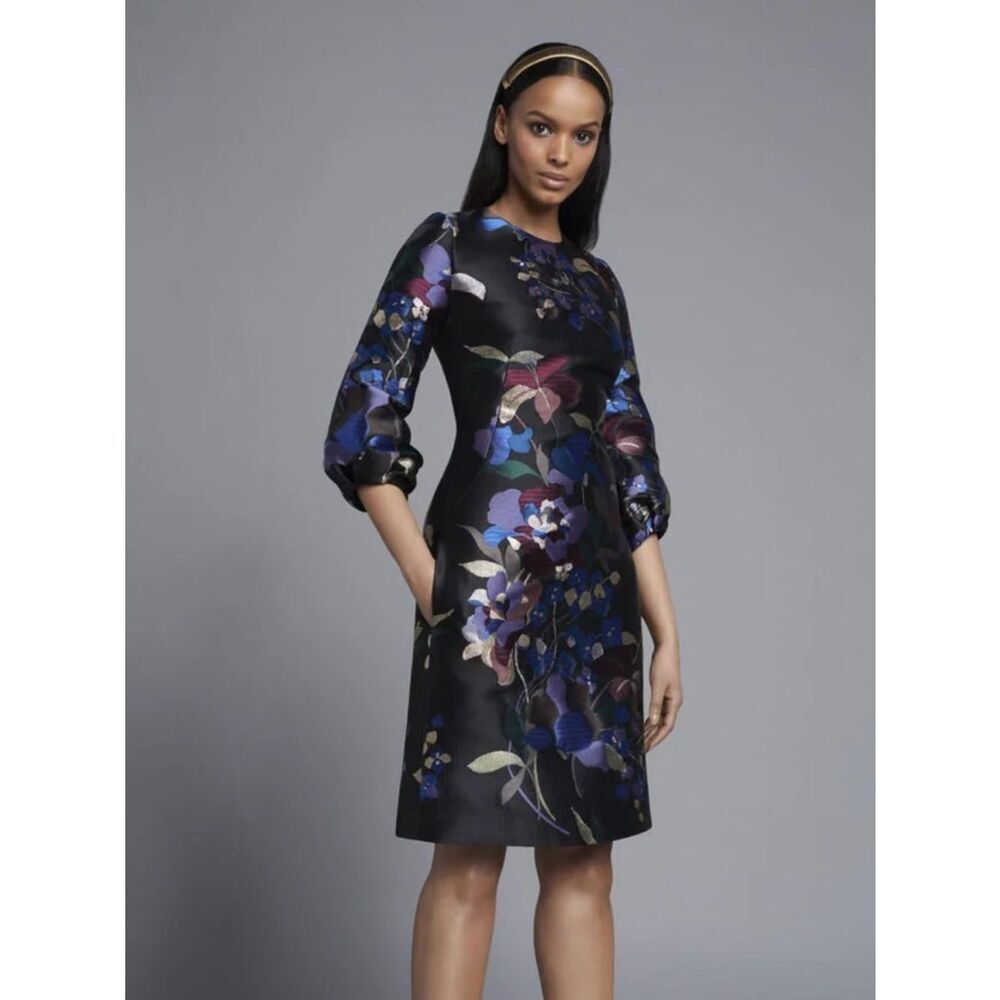 Frascara 3747 Cocktail Dress Metallic Floral NWT 12